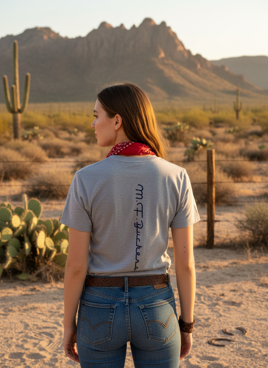 Womens Athletic Grey Logo Vertical Tee