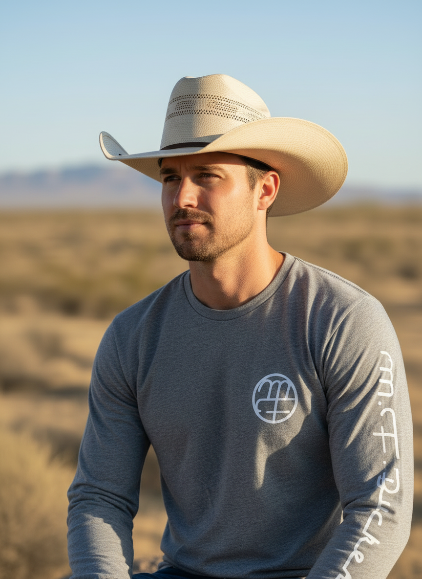 Unisex Long Sleeved Logo Tee, Athletic Grey with White Logo