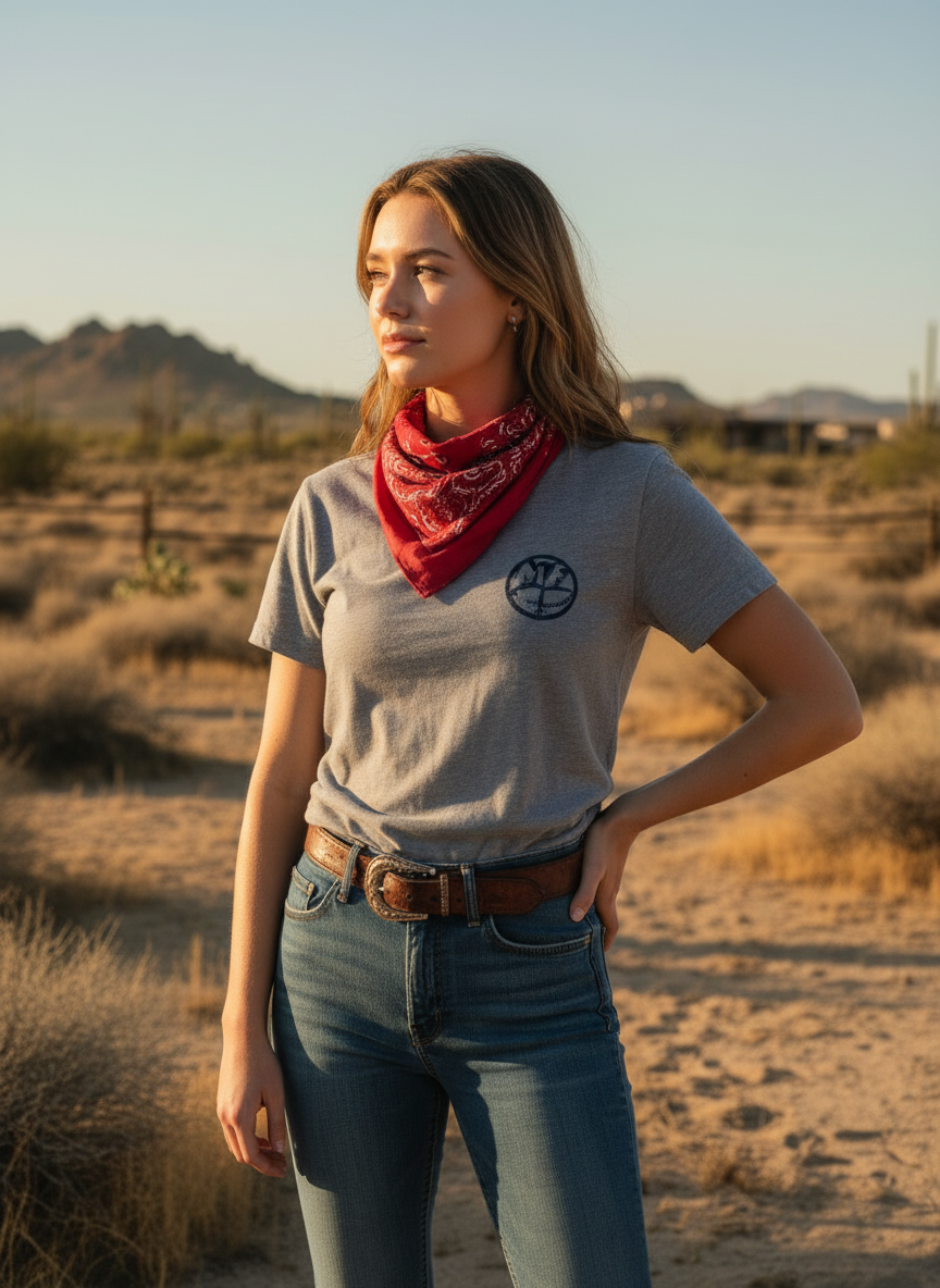 Womens Athletic Grey Logo Vertical Tee