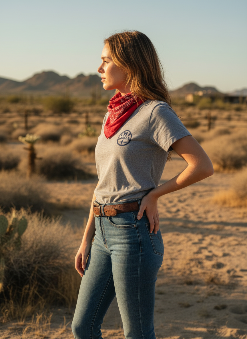 Womens Athletic Grey Logo Vertical Tee