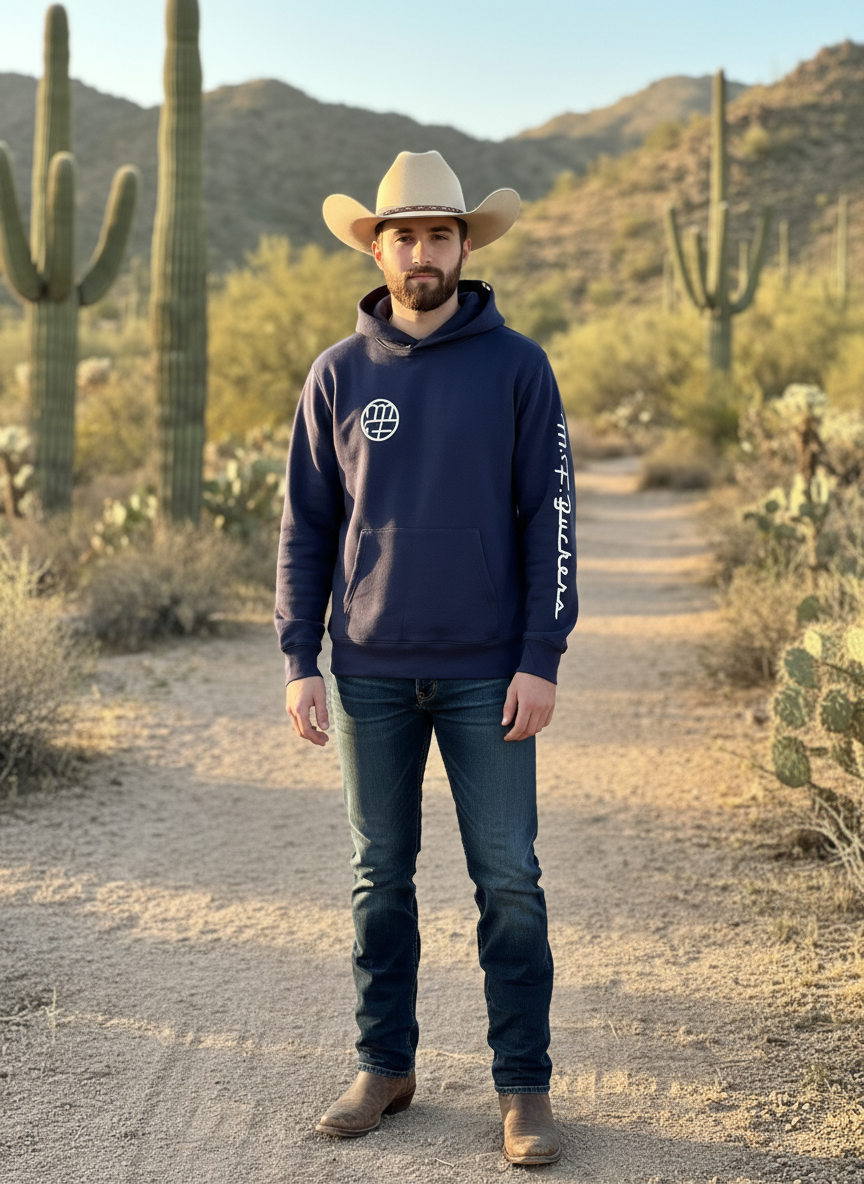 Unisex Navy Hoodie with White Logo