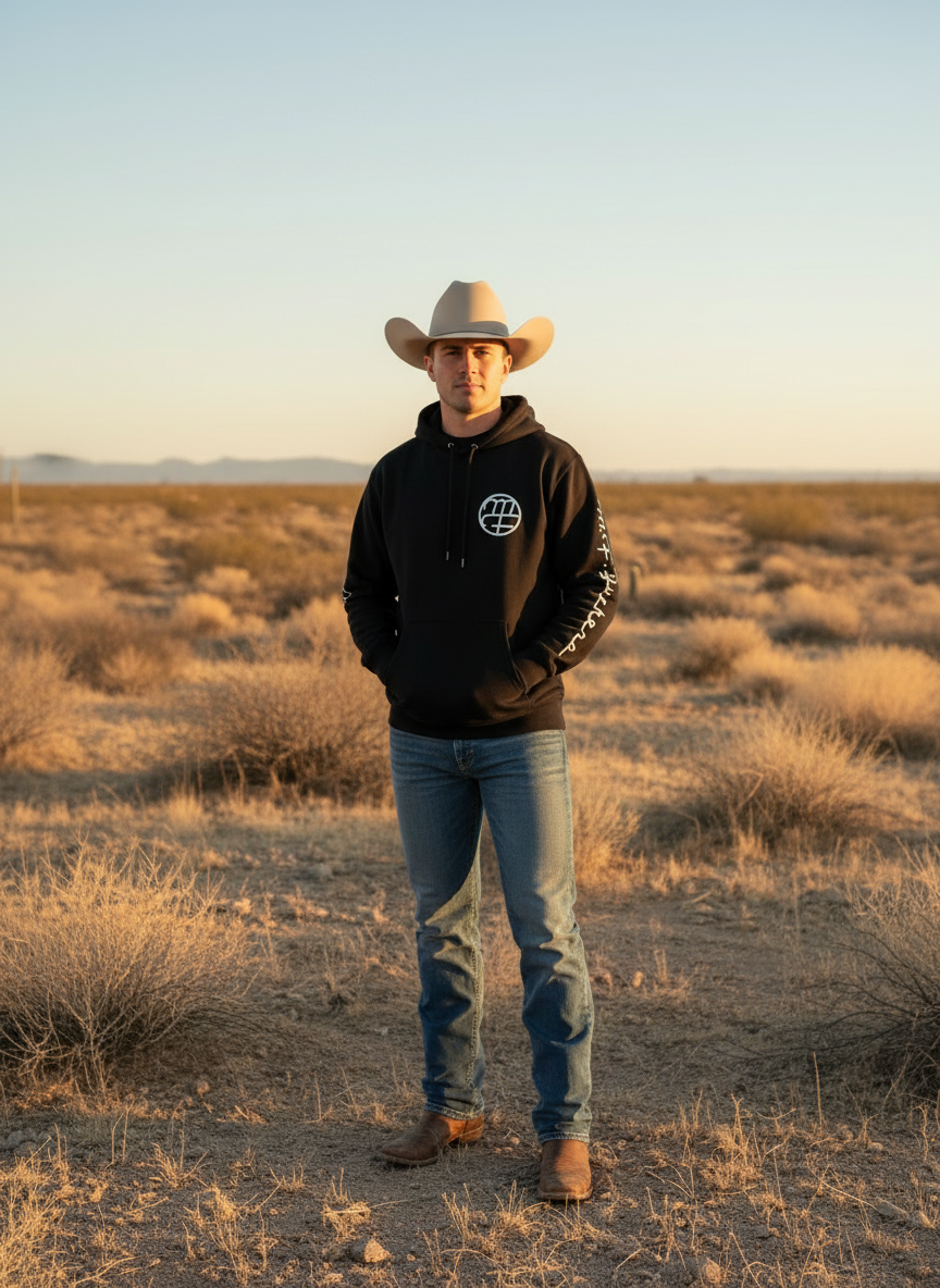 Unisex Vintage Black with white Logo Hoodie