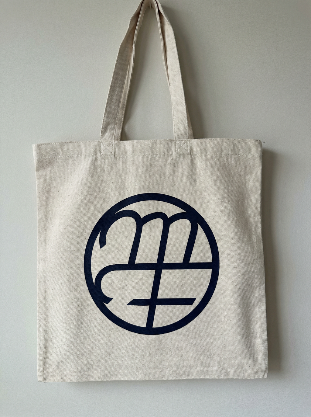 Natural Tote with Navy Logo