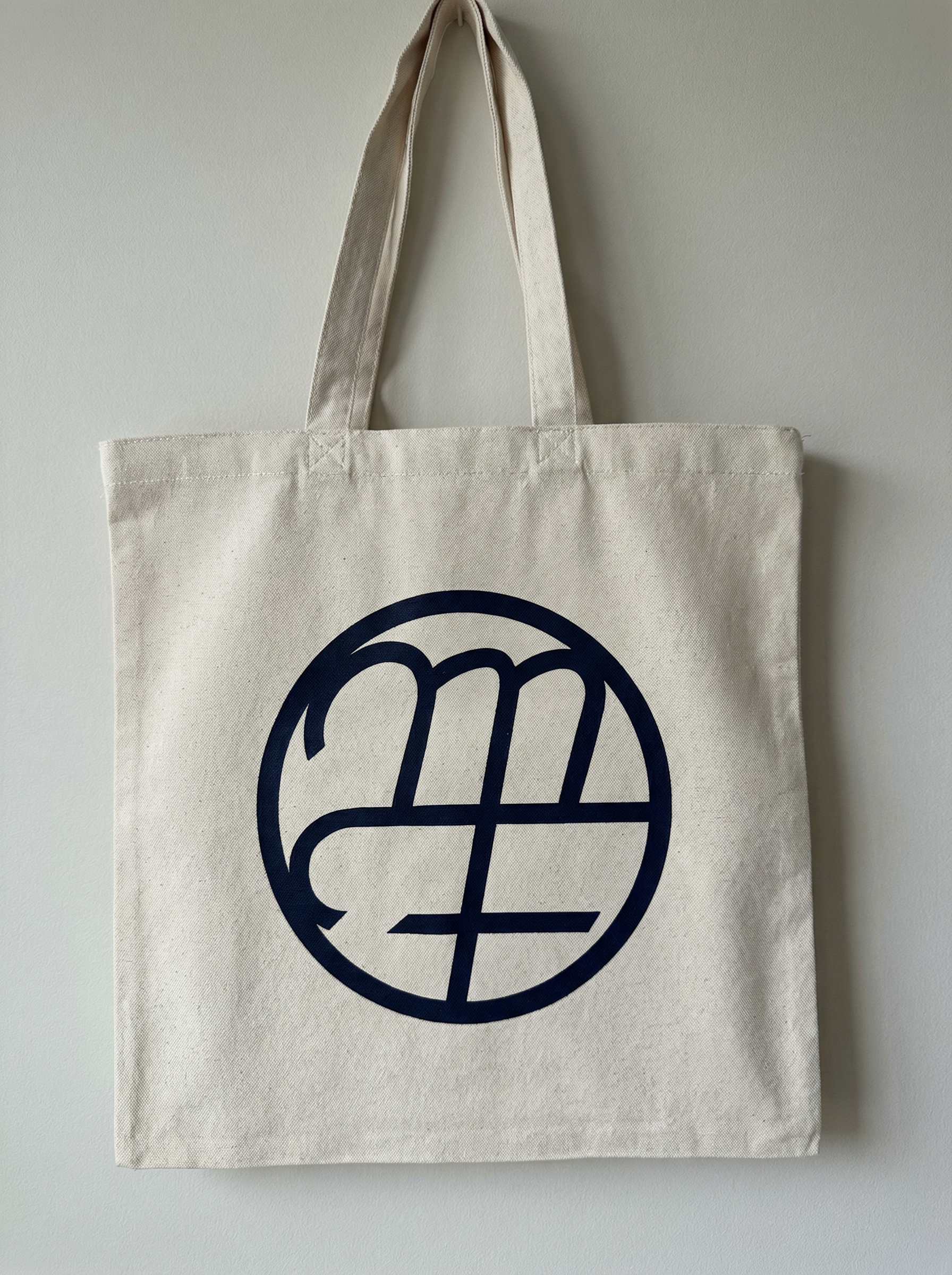 Natural Tote with Navy Logo