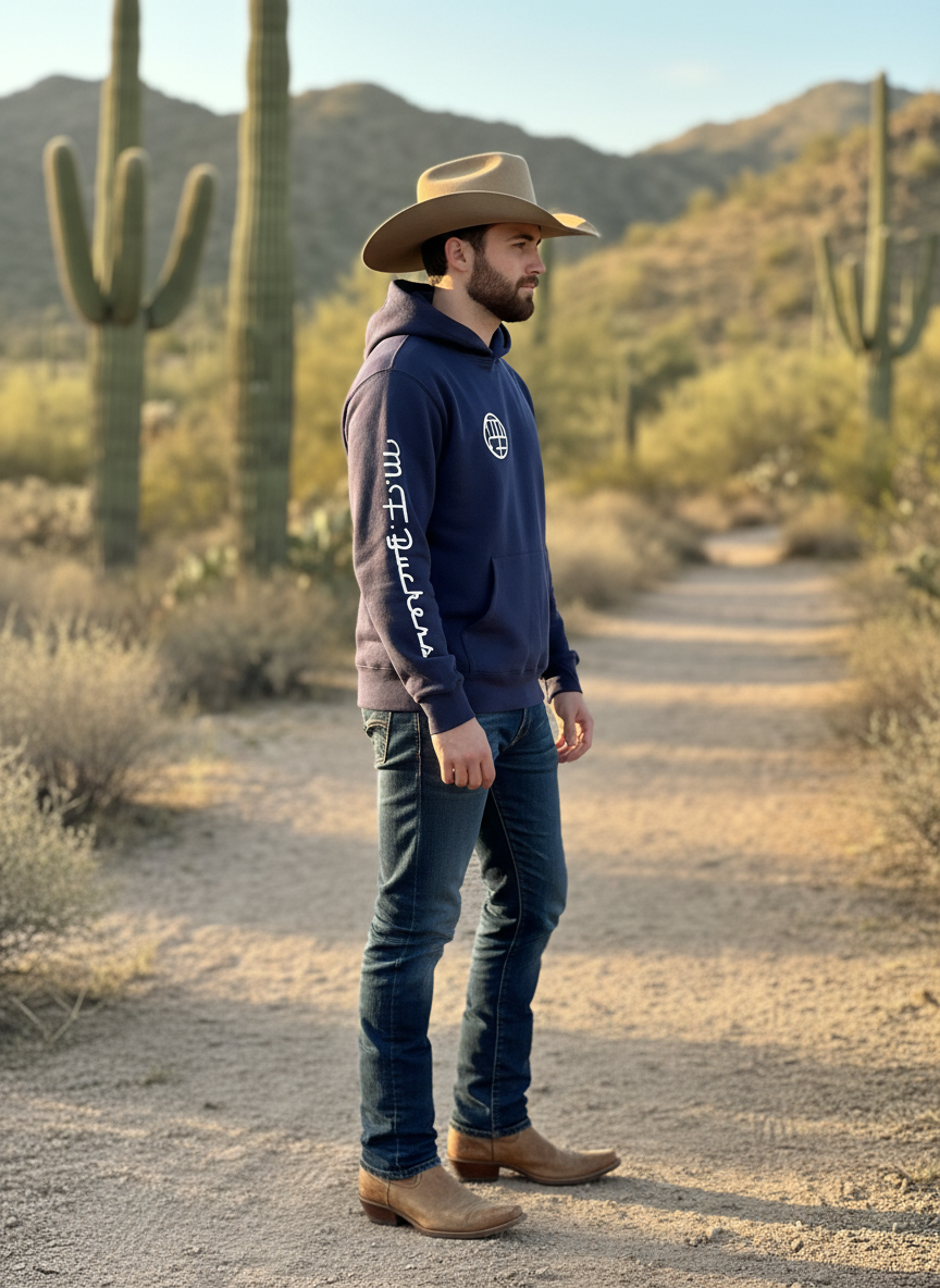 Unisex Navy Hoodie with White Logo
