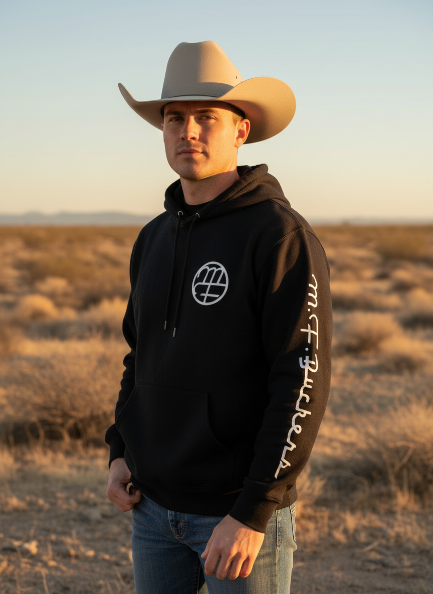 Unisex Vintage Black with white Logo Hoodie