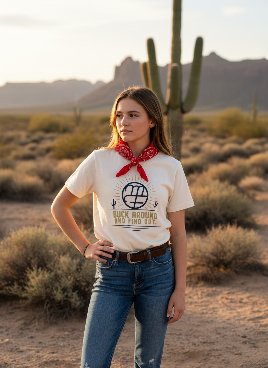 Women's Vintage White Buck Around And Find Out Tee