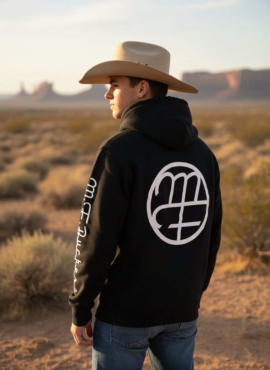 Unisex Vintage Black with white Logo Hoodie