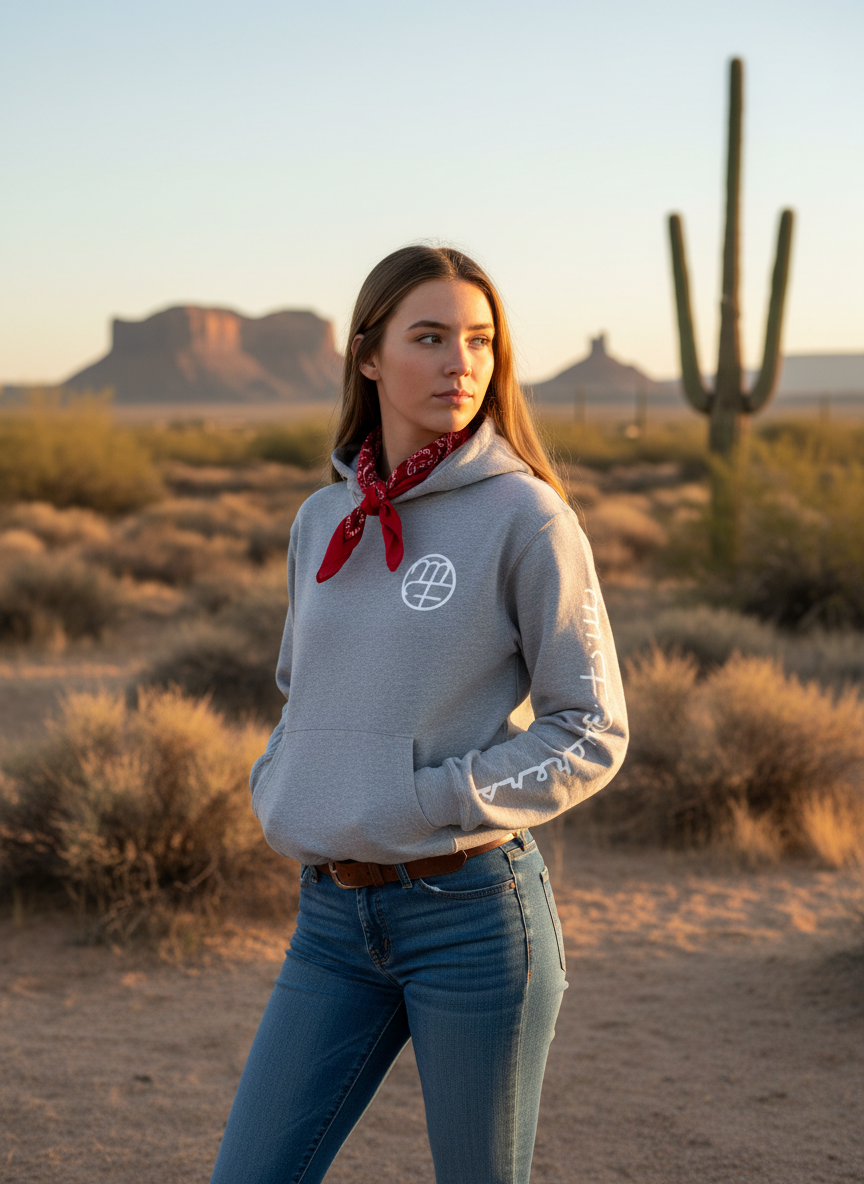 Unisex Athletic Grey with White Logo Hoodie