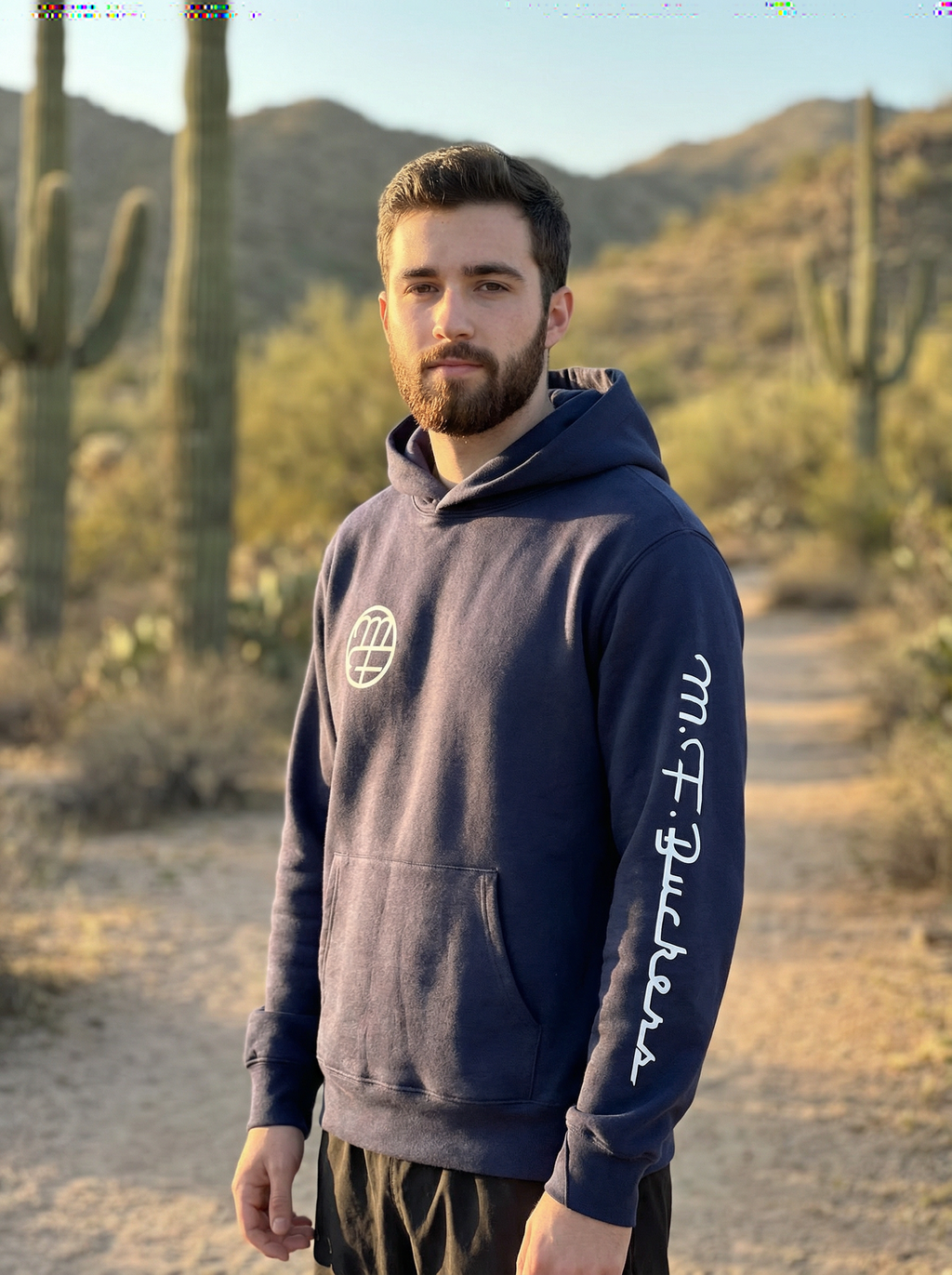 Unisex Navy Hoodie with White Logo