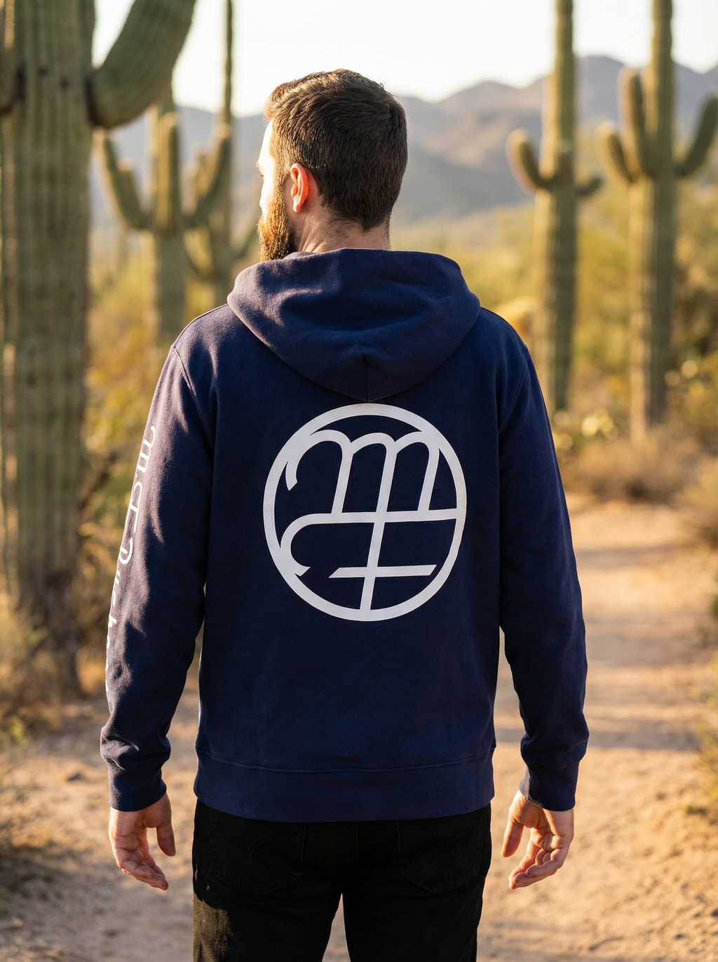 Unisex Navy Hoodie with White Logo